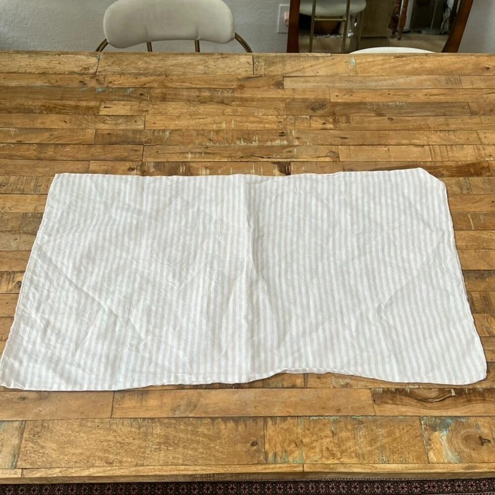 Quince Linen King Pillow Sham Natural and White Stripe 20" x 36"